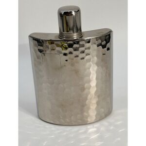 Vintage 1940's Hammered Metal Hip Flask 8 oz Tin‎ Lined Made in West Germany